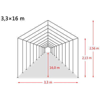 vidaXL eemaldatav loomatelk, PVC 550 g/m², 3,3 x 16 m, tumeroheline