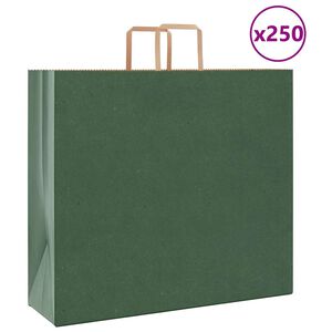 vidaXL paberkotid, 250 tk, k&auml;epidemetega, roheline, 54x15x49 cm
