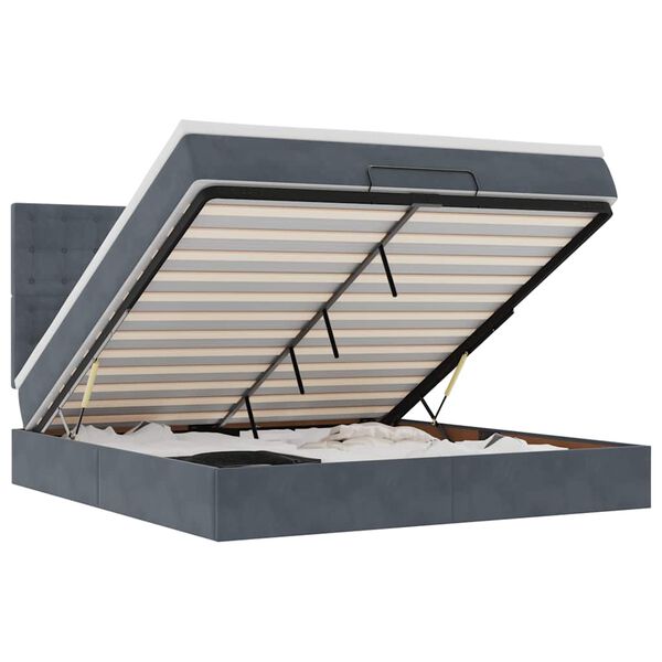 vidaXL Ottomani voodiraam madratsitega, tumehall, 180x200 cm, samet