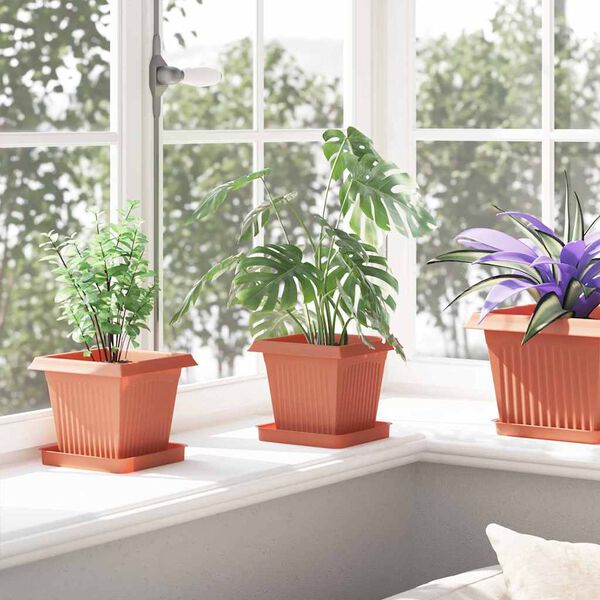 vidaXL Ruutlillepott 24 pcs Kohviroosa 16 x 16 x 14 cm Plastmass