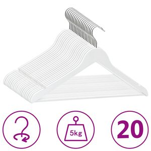 vidaXL 20 tk riidepuud, libisemiskindel, valge lehtpuit