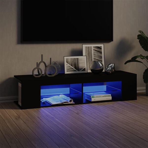 vidaXL telerialus LED-tuledega, must, 135x39x30 cm