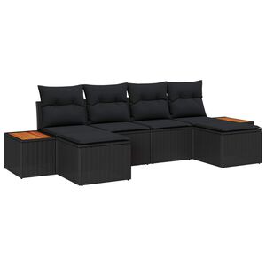 vidaXL Aia Diivanikomplekt padjaga 6 pcs Must Pol&uuml; Rattan