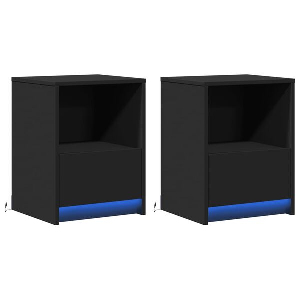 vidaXL &ouml;&ouml;kapid LED-valgustusega 2 tk, must, tehispuit