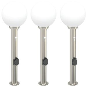 vidaXL anduri ja pistikupesaga postvalgustid, 3 tk, 80 cm, roostevaba teras, IP44