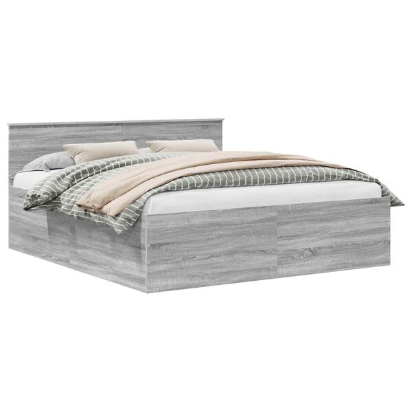 vidaXL Voodi raam peaga Hall Sonoma 200 x 200 cm Tehispuit