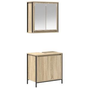 vidaXL 2-osaline vannitoam&ouml;&ouml;bli komplekt, Sonoma tamm, t&ouml;&ouml;deldud puit