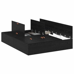 vidaXL Voodi hoiukohaga raam Must tamm 140 x 200 cm Tehispuit