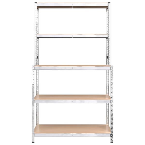 vidaXL 5 riiuliga töölaud, hõbedane teras ja tehispuit