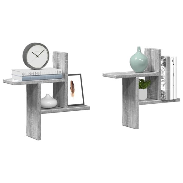 vidaXL seinariiulid 2 tk, hall Sonoma tamm, 38x12x38 cm, tehispuit