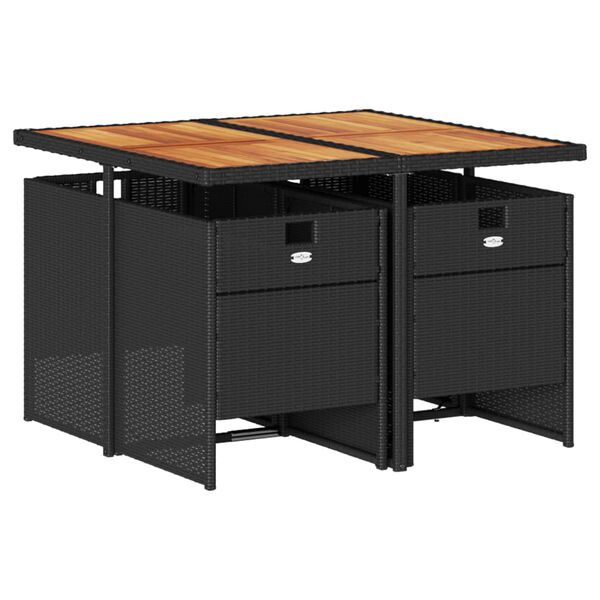 vidaXL 5-osaline aiamööbli komplekt patjadega, must, polürotang