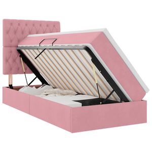 vidaXL Voodi hoiukohaga ja madratsiga peaga Roosa 90 x 190 cm Samet