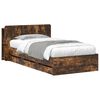 vidaXL Voode raami koos hoiuruumi ja peatoega peaga Suitsutatud tamm