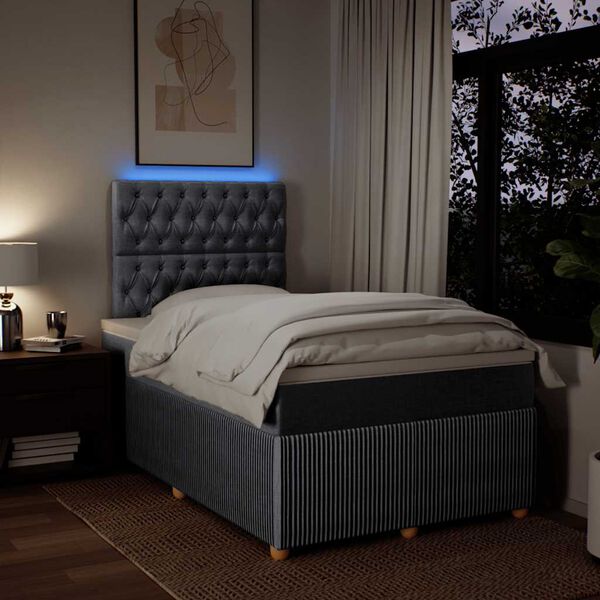 vidaXL kontinentaalvoodi madratsiga, helehall, 120 x 190 cm, kangas