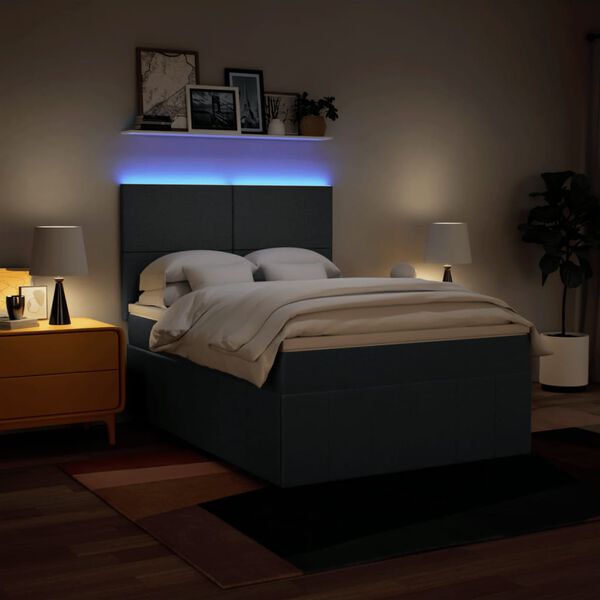 vidaXL kontinentaalvoodi madratsiga, sinine, 140x200 cm, kangas