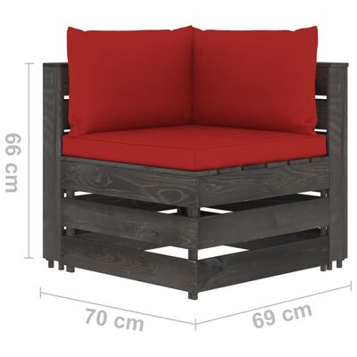 vidaXL 7-osaline aiamööbli komplekt istmepatjadega hall immutatud puit