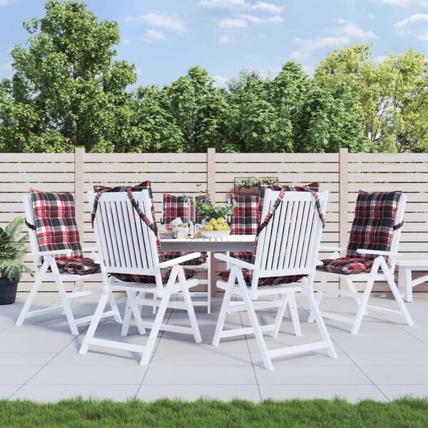 vidaXL k&otilde;rge seljatoega toolipadjad 6 tk, punane ruudumuster, kangas