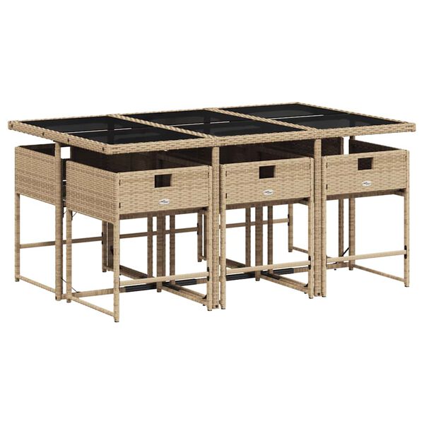 vidaXL 7-osaline aia s&ouml;&ouml;gim&ouml;&ouml;bli komplekt patjadega, beežid toonid