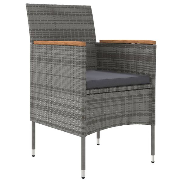 vidaXL 3-osaline aiam&ouml;&ouml;bli komplekt patjadega, hall ja must