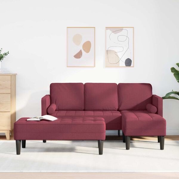 vidaXL Diivanikomplekt padjaga 2 pcs Veinpunane Pol&uuml;ester