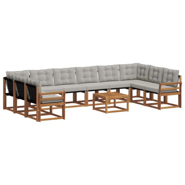 vidaXL V&auml;li diivanikomplekt padjaga 11 pcs Looduslik ja Hele Hall