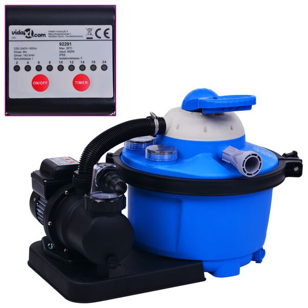 vidaXL liiva filterpump taimeriga 450 W 25 l