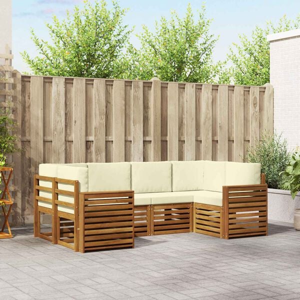 vidaXL Nurgadiivanikomplekt 6 pcs Looduslik ja kreem Tugev akatsiapuu