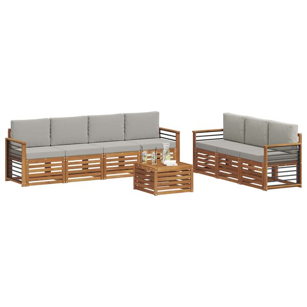 vidaXL Diivanikomplektid 8 pcs Looduslik ja Hele Hall Tugev akatsiapuu