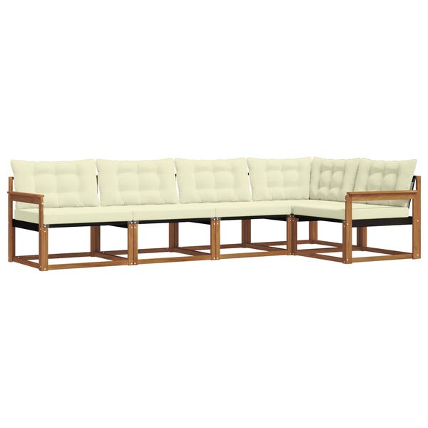 vidaXL V&auml;li diivanikomplekt padjaga 5 pcs Looduslik ja kreem