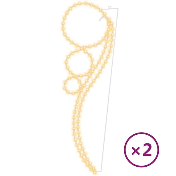 vidaXL ringikujuline alguskett, 2 tk, soe valge, 111,5x35x4,5 cm