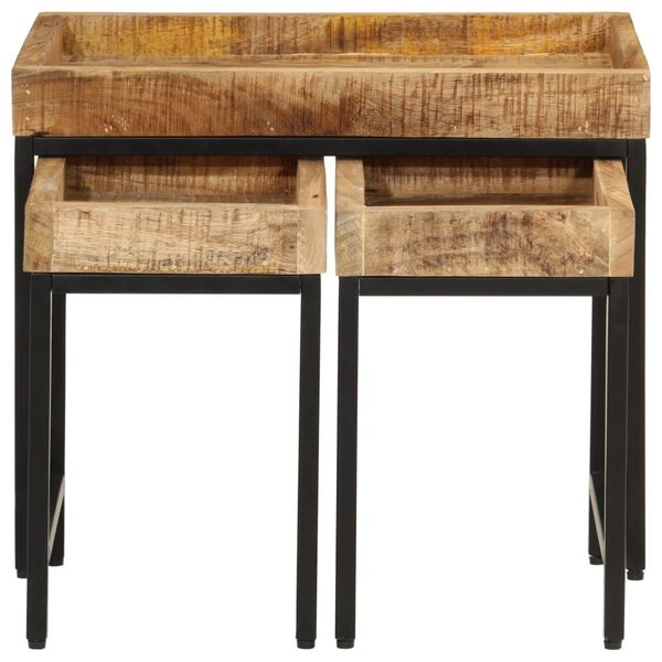 vidaXL &uuml;ksteise alla mahtuvad kohvilauad 3 tk, mangopuit ja raud