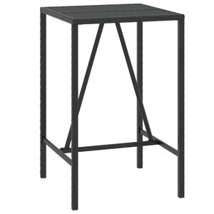 vidaXL baarilaud klaasplaadiga, must, 70 x 70 x 110 cm, pol&uuml;rotang