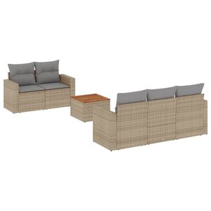 vidaXL 6-osaline aiadiivani komplekt patjadega, beež, pol&uuml;rotang