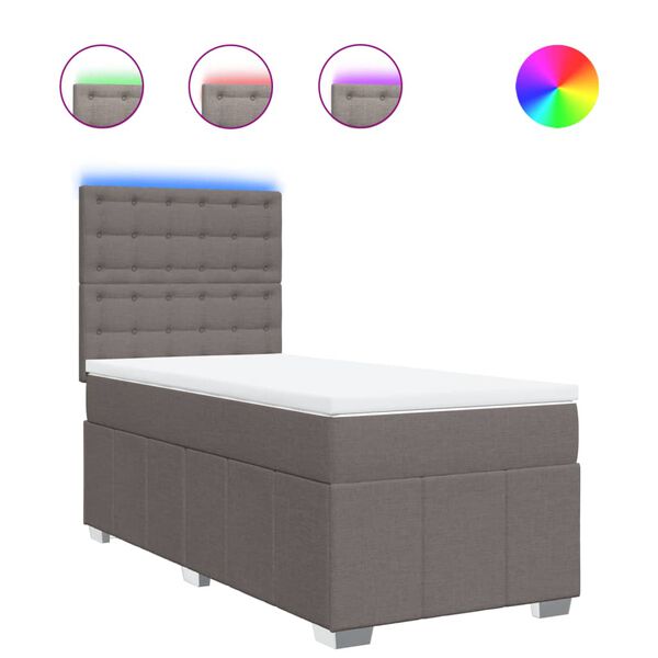 vidaXL kontinentaalvoodi madratsiga, pruunikashall, 90x190 cm, kangas