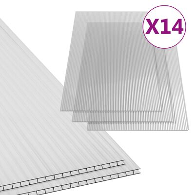 vidaXL polükarbonaadi lehed 14 tk, 4 mm, 121 x 60 cm