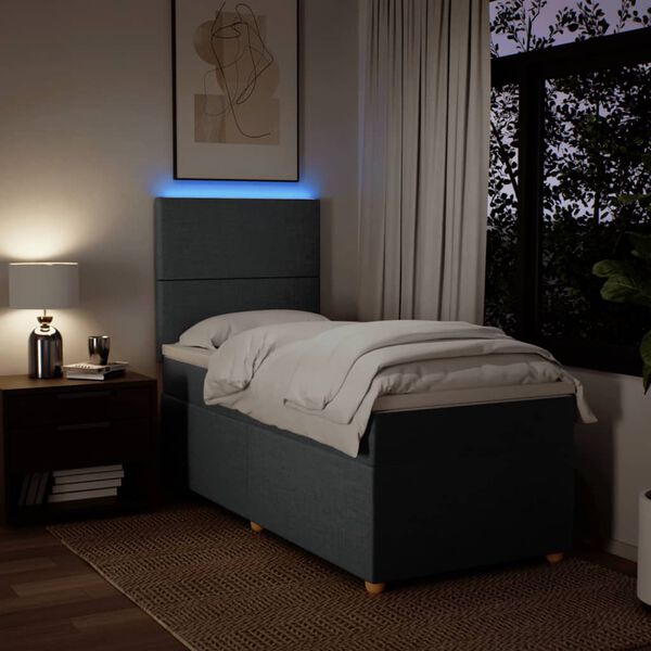 vidaXL kontinentaalvoodi madratsiga, tumehall, 90x190 cm, kangas