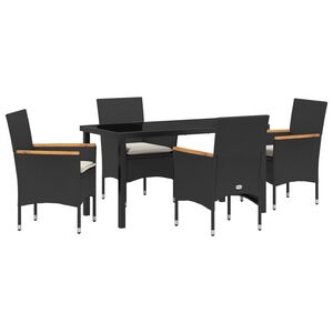 vidaXL Aia s&ouml;&ouml;gilaudade komplekt padjaga 5 pcs Must pol&uuml;rotang