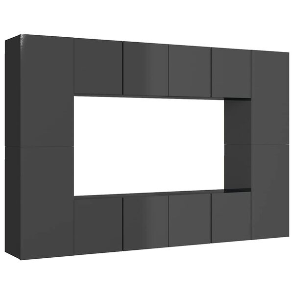 vidaXL 8-osaline telerikappide komplekt, hall, puitlaastplaat