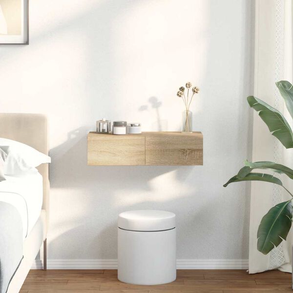 vidaXL seinariiul sahtlitega, sonoma tamm, 60x26,5x15 cm, tehispuit