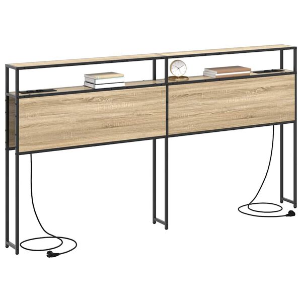 vidaXL Hoiustamispeatoe riiuliga peaga Sonoma tamm 200 cm Tehispuit