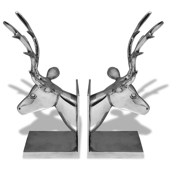 vidaXL bookends deer 2 tk alumiinium hõbe