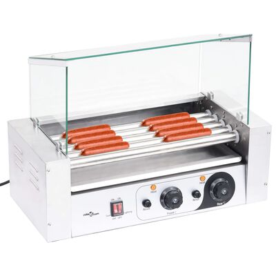 vidaXL 5 hot dogi grill klaaskattega, 1000 W