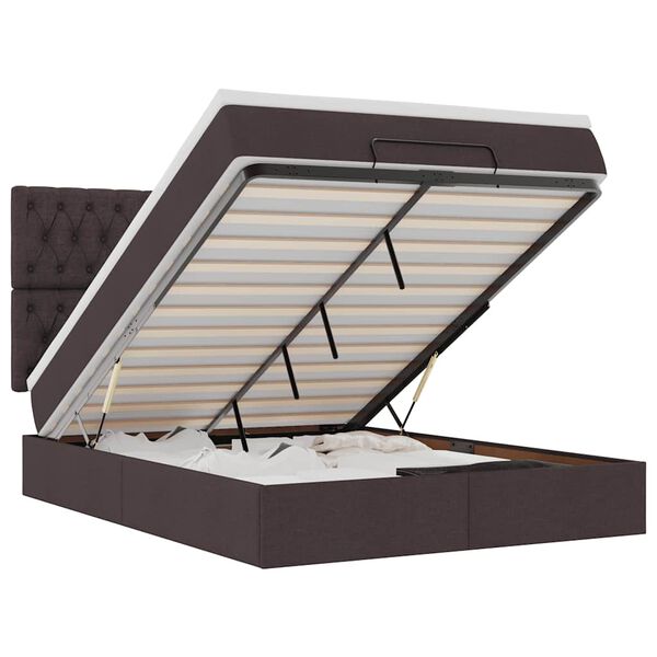 vidaXL ottomani voodi madratsiga, tumepruun, 140x200 cm, kangas