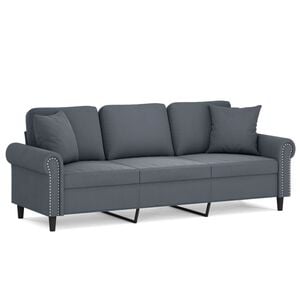 vidaXL 3-kohaline diivan patjadega, tumehall, 180 cm, samet