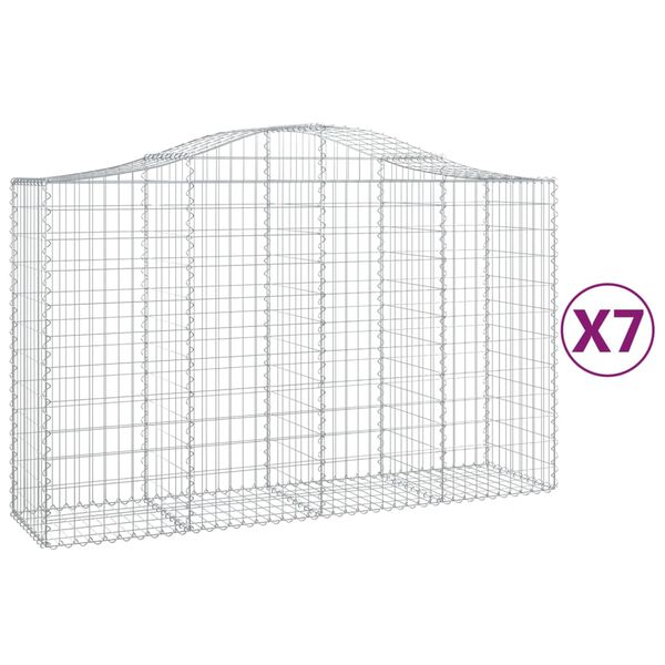vidaXL kaarekujulised gabioonkorvid 7 tk, 200x50x120/140 cm, raud
