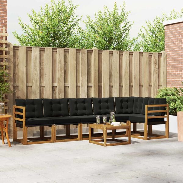 vidaXL V&auml;li diivanikomplekt padjaga 7 pcs Looduslik ja must