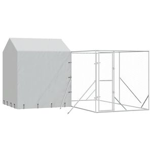 vidaXL katusega koeraaedik, h&otilde;bedane, 4x4x2,5 m, tsingitud teras