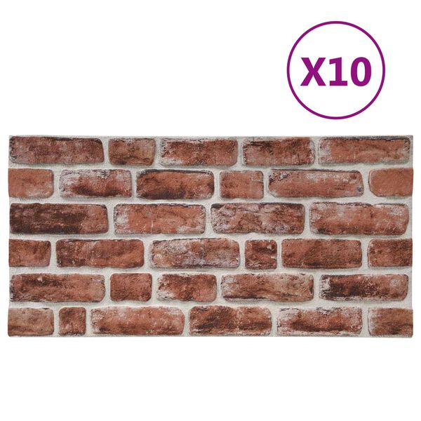vidaXL Seinapaneelid 10 pcs Tumepruun ja valge 100 x 50 cm EPS vaht