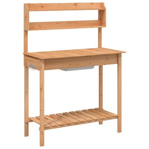 vidaXL valamuga istutuslaud, pruun, 147,5 x 44 x 139,5 cm, nulupuit