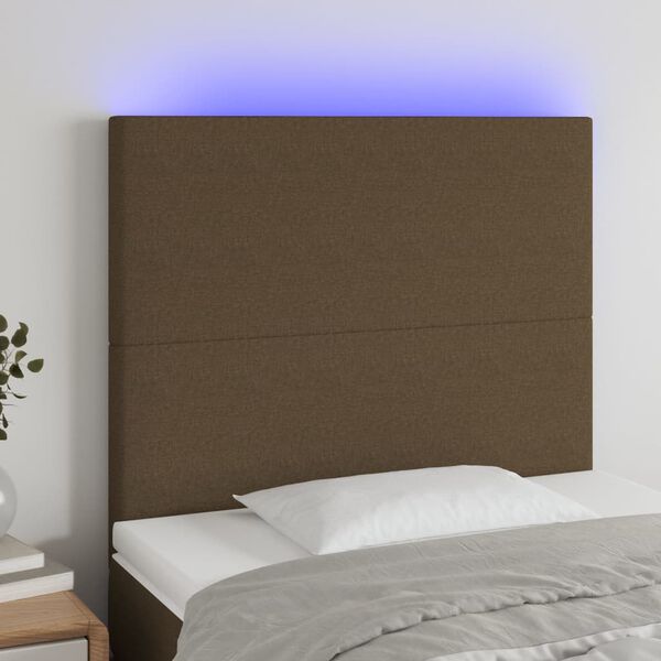vidaXL LED-voodipeats, tumepruun, 90x5x118/128 cm, kangas